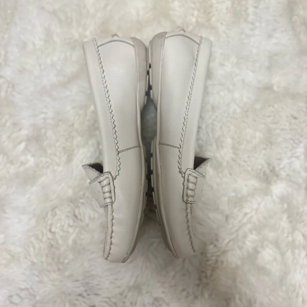 Coach White Leather Penny Loafers with Gold Logo - Picture 2 of 3